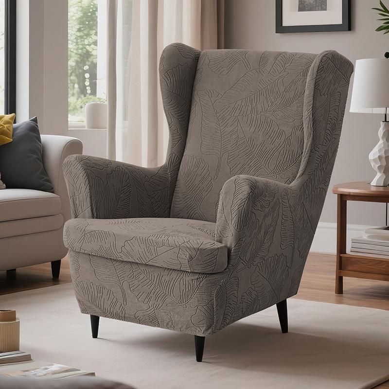 Jacquard Wing Chair Cover Dust-Proof Armchair Covers Non-Slip Sofa Slipcovers With Seat Cushion Cover For Living Room Bedroom