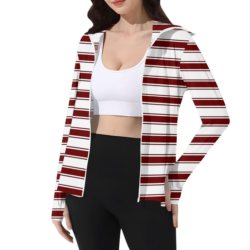 Women's Printed Ice Silk Hooded Lightweight Long Sleeve Sun  Jacket Top