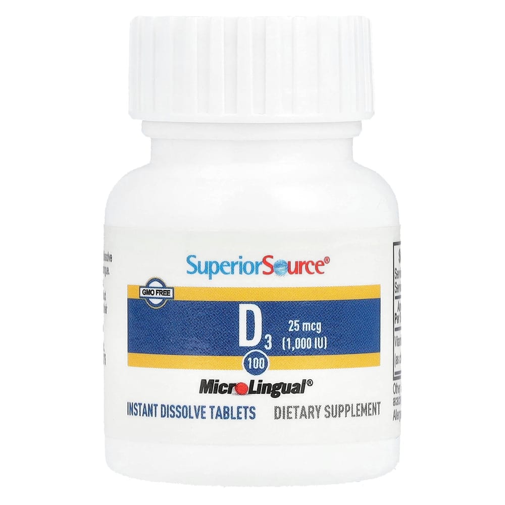 Superior Source Extra Strength D3 25mcg (1000 IU) Instantly Dissolving MicroLingual Tablets, 100 Count
