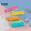 Correction Tape Holder Case Iridescent Holographic Pencil Case, Transparent Stationery Bag with Wide Durable TPU U-Shaped Zipper, Large Capacity