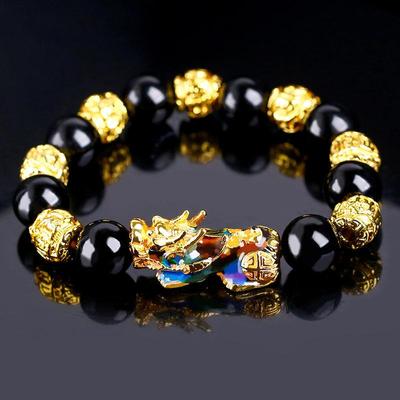 Temperature Sensitive and Color Changing Pixiu Bracelet Six Character Mantra Buddha Bead Imitation Stone Bracelet Multiple Color Bracelets
