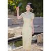 Elegant Chinese long-sleeved cheongsam spring and summer new retro national style young women's daily slim cheongsam
