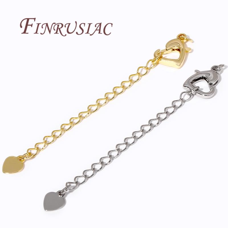 2/4/6Pcs/Lot 18K Gold Plated Extension Extended Tail Chains Lobster Clasps Connectors For DIY Jewelry Making Supplies