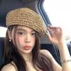 Thin French Crochet Beret Handmade Beach Weave Beret Boho Summer Straw Beret  Holiday Wear