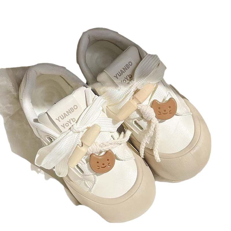 Milk Tea Ugly Cute Platform Big Head Shoes Women's 2025 Autumn New Versatile Niche Ins Casual Bread Little White Board Shoes