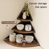 Corner Cup Holder Shelf 3-Tier Wood Kitchen Organizer for Mugs Coffee Cups Space-Saving Desktop Storage Rack for Countertop