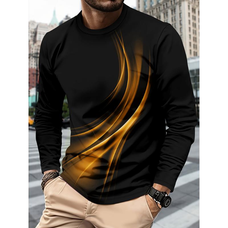 Sports Men's Long Sleeve T-shirt Men's Casual Sports Fitness Leisure Lightweight T-shirt 3D Gradient Printing Casual Streetwear