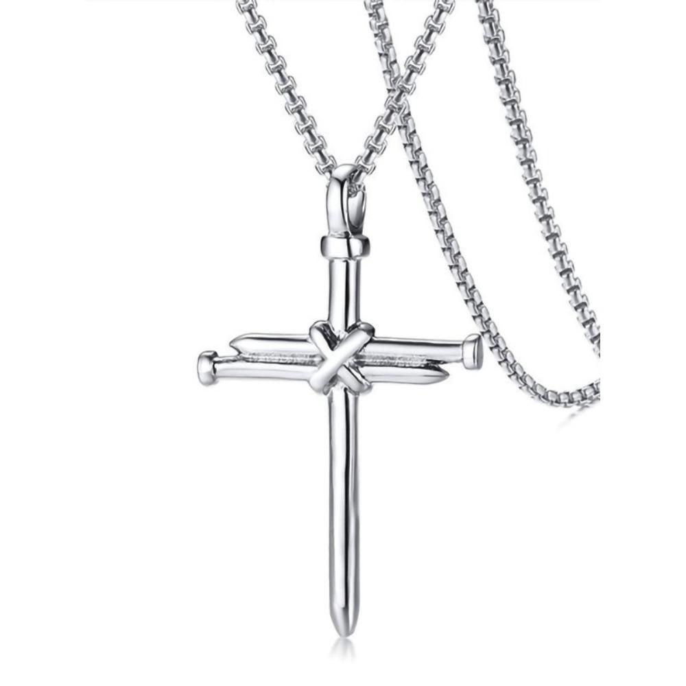 Europe and America Hip-Hop Men's Trendy Stainless Steel Chain Cross Pendant Necklace Punk Rock Style Accessory