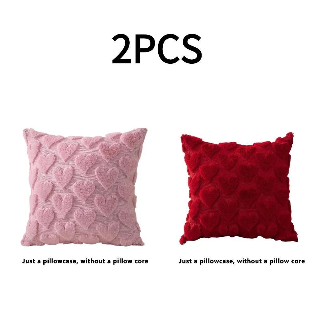 Valentine's Day Plush Pillow Cover ONLY Heart Pattern Pillow Cover Creative Holiday Plush Pillowcase for Living Room Bedroom NEW