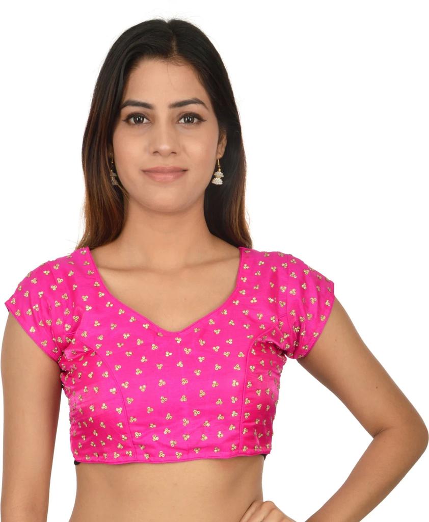 Women's V Neck Desigenr Choli Indian Bollywood Wedding Wear Stitched Blouse