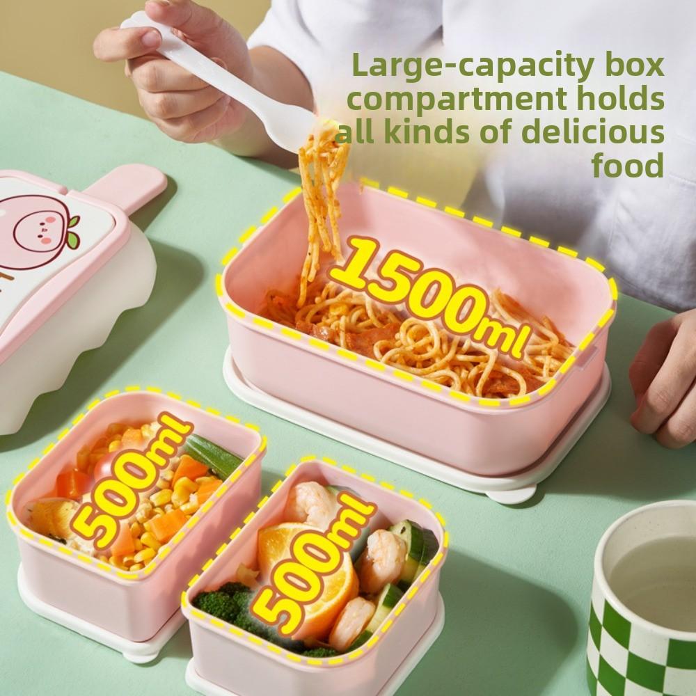 Double Layered Cartoon Lunch Box Drop-proof Compartment Lunch Box Plastic Lunch Box  Canteen