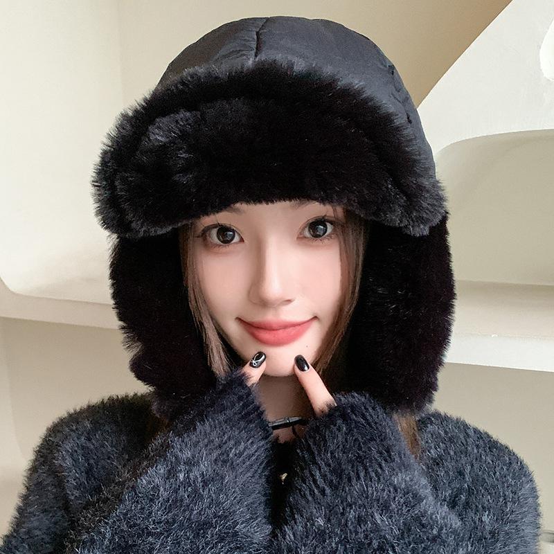 Cute and Sweet Warm Hat for Women's Winter Outdoor Thick Ear Protection Ski Hat Korean Edition Warm Plush Hat