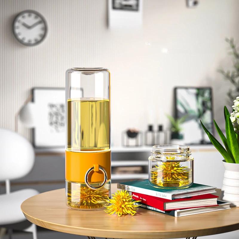 Bottiglia Acqua Tè 400ML Vetro Borosilicato Doppio Strato Tazza Acqua Tè Infusore Tumbler Articoli per Bevande Bottiglia Acqua Con Filtro da Tè