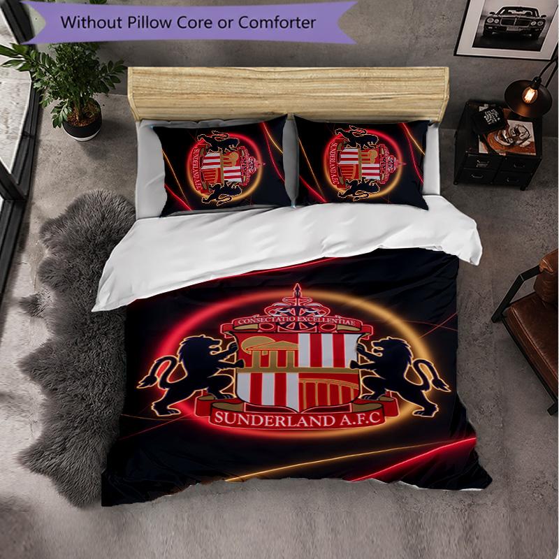 Set Biancheria da Letto a 3 Pezzi Sunderland Football Morbido Set Copripiumino con Federe Set Decorazione Camera da Letto per la Casa