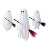 1Pcs Halloween Hanging Ghost Decor With Broom Warm Light Sheer Sparkly Fabric Ornament for Tree Porch Yard Indoor Outdoor Party