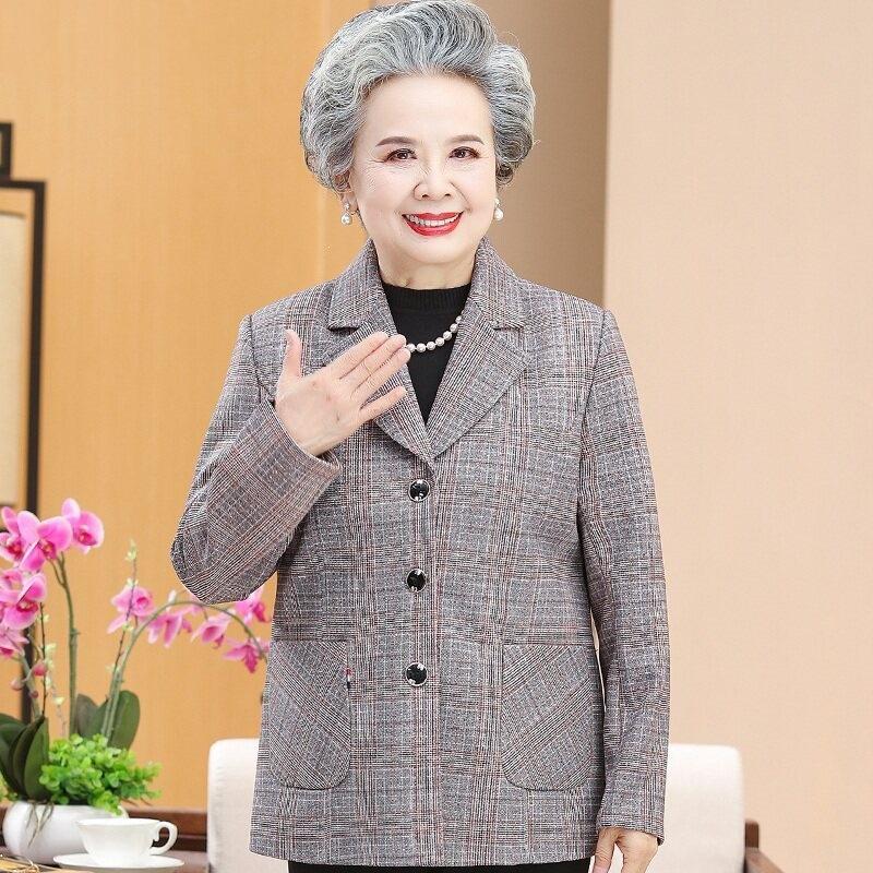 

Spring Plaid Suit Jacket for 60-70-Year-Old Women - 2026 Collection 2XL (100-115 lbs)
