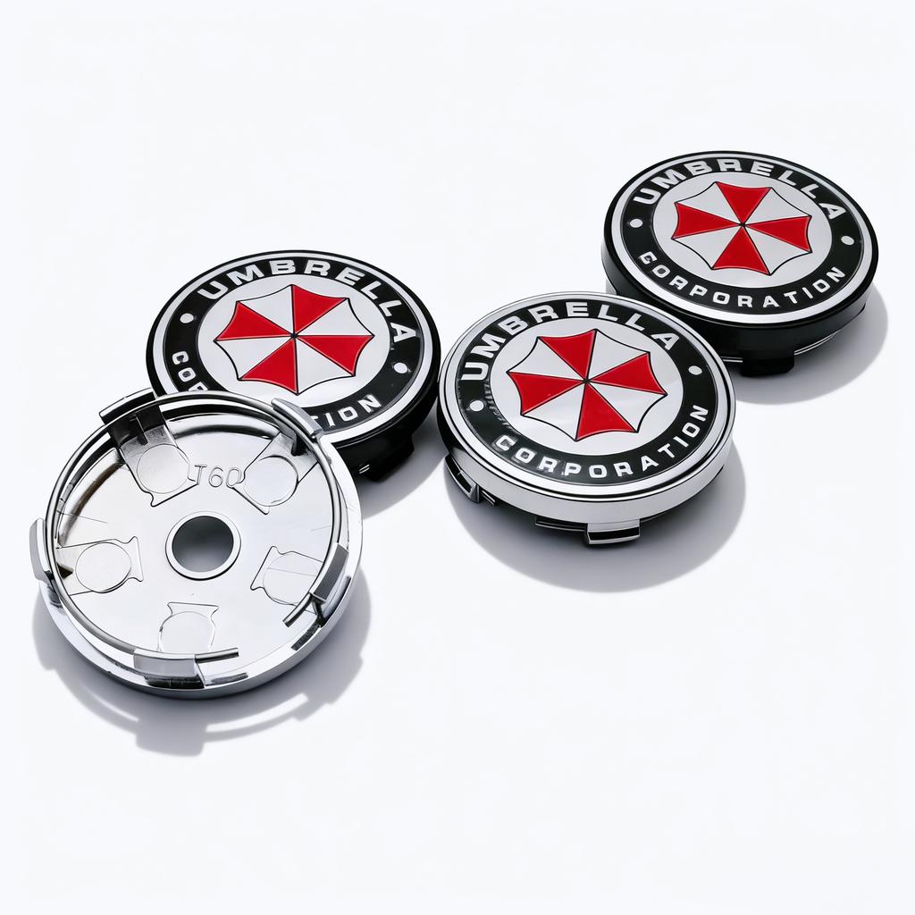 4pcs Umbrella Logo Emblem Badge Car Wheel Center Caps OD 60MM 56MM Wheels Hub Cap Rim Hubcaps Bust Cover Replace Car Accessories