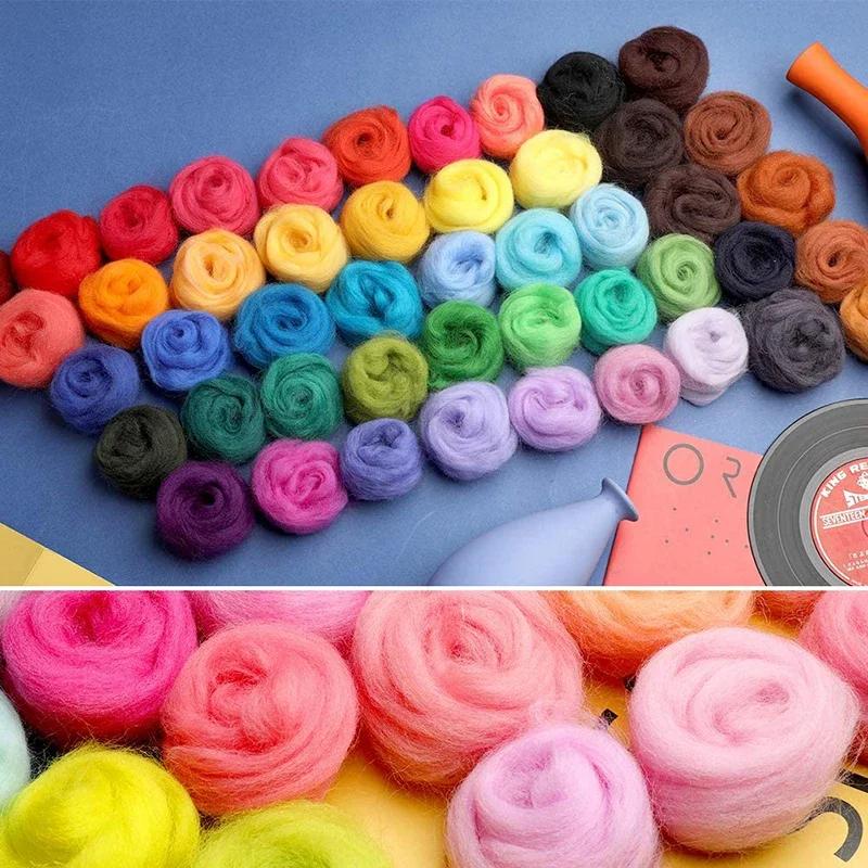 Top Quality 20Pc Wool Roving Fiber Set Random Colors Curly Fiber Needle Felting Kit DIY Craft Yarn for Needle Felting Projects