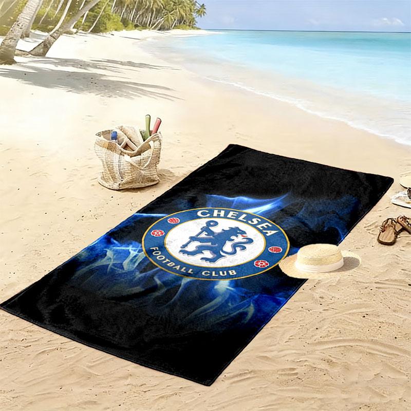 Chelsea F Print Beach Towel, Large Soft Quick Dry Towel for Beach Camping Swimming