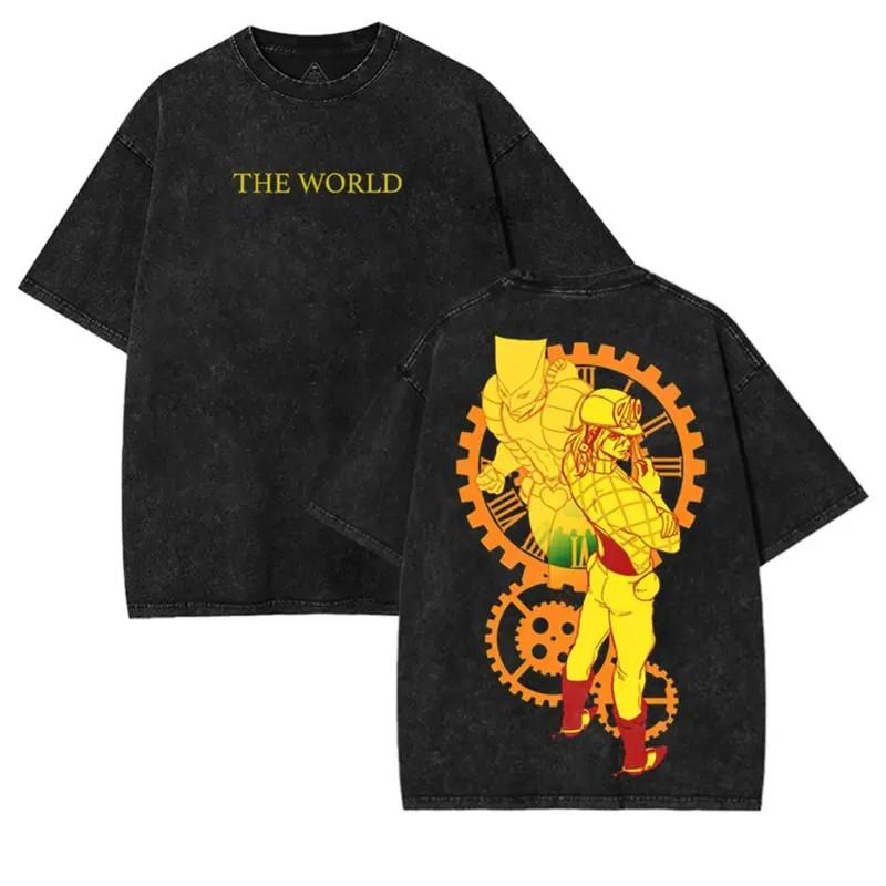 Adventure Anime T-shirt Gothic Washed Oversized T Shirt Men's Unisex Clothing Short Sleeve Cotton Tees Tops