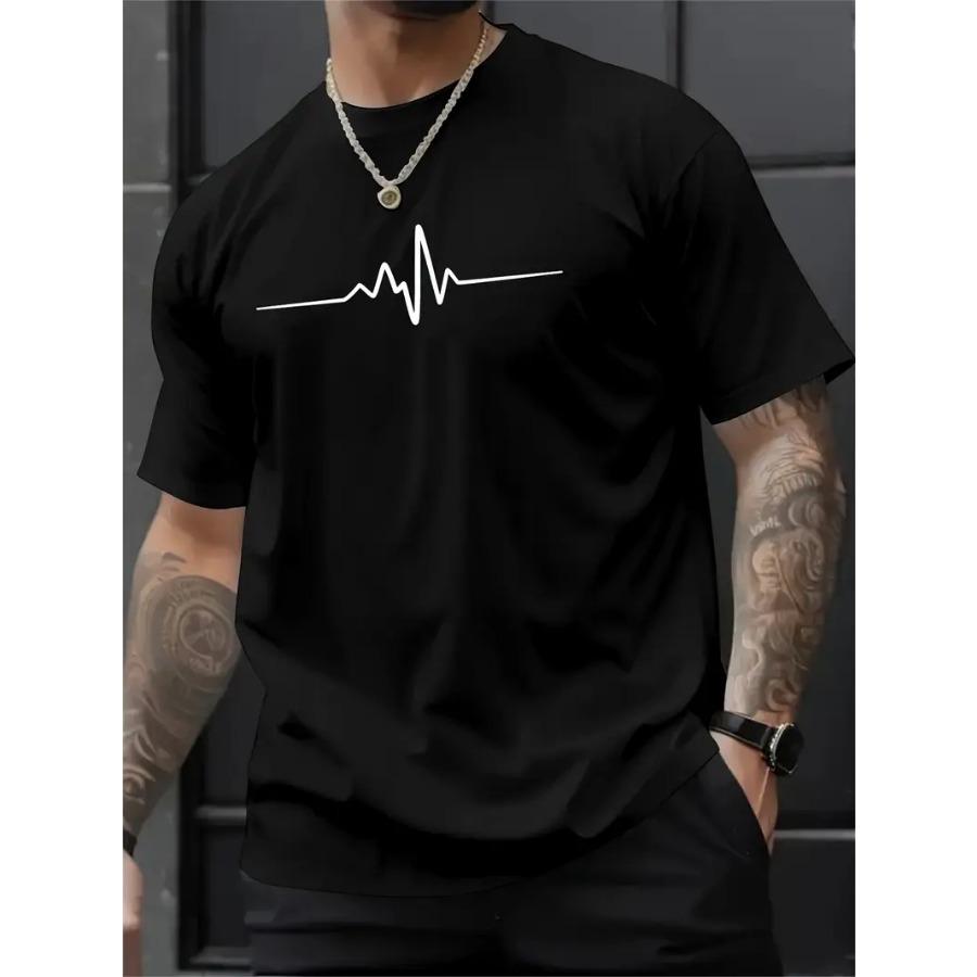 Creative Print Men's Fashionable Summer Crew Neck Short Sleeve Sports T-shirt, Comfortable And Versatile