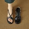 Krazing Pot Cow Skin Thick Med Heels Peep Toe Summer Size 42 Brand Shoes Concise Design Gladiator Elegant Women Sandals