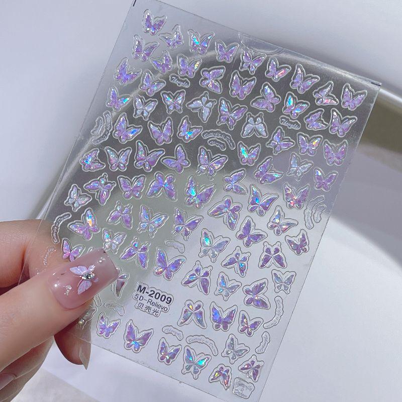 

Aurora Butterfly Decorations Pearl Nail Beauty Stickers M-2009 Shell Light Butterfly Sticker-Purple