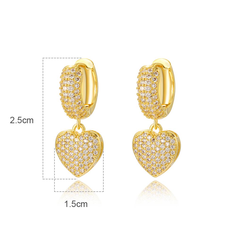 Luxury Green Cubic Zircon Heart Drop Hoop Earrings for Women Gold Plated Ear Cuffs 2026 Wedding Aesthetic Jewelry Gift Aretes
