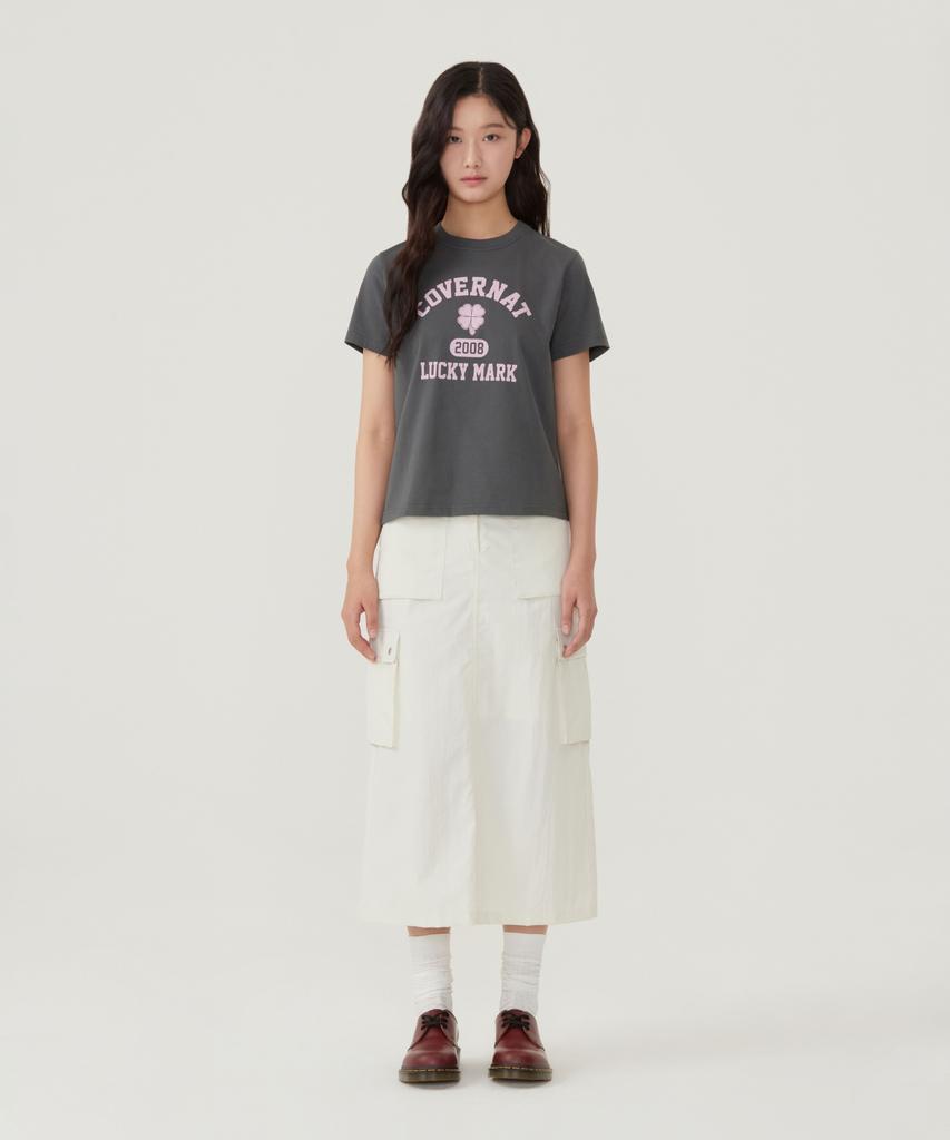 COVERNAT WOMAN Clover Graphic T-Shirt Ecru