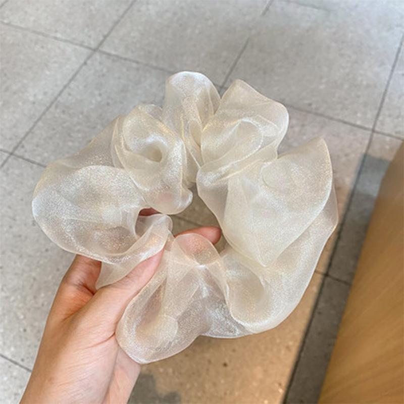 French Double Layer Pearlescent Hair Circles for Women Fashion Elegance Large Mesh Headrope Party Hair Accessories Gift