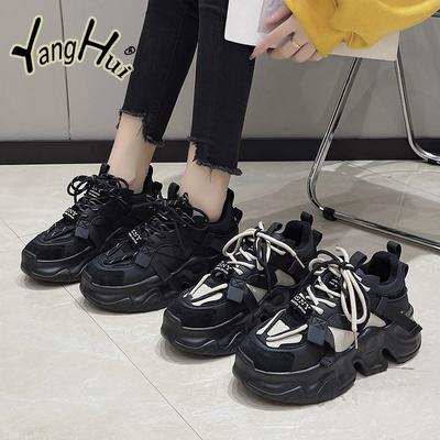2024 Primavera Outono Novos Sapatos da Moda Versátil Tênis de Plataforma Tênis de Corrida com Aumento de Altura para Lazer Feminino Tênis Mulher Luxo