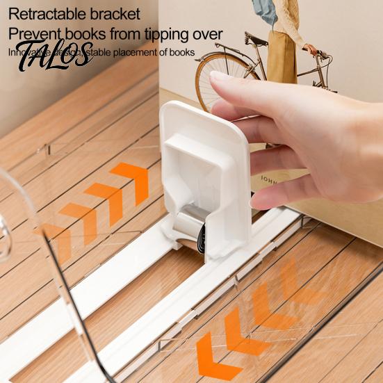 Organizer for Book And Stationery Sliding Action Bookend, Clear Stopper, Space Saving Office Desktop Stackable Desk File Bookshelf Storage,