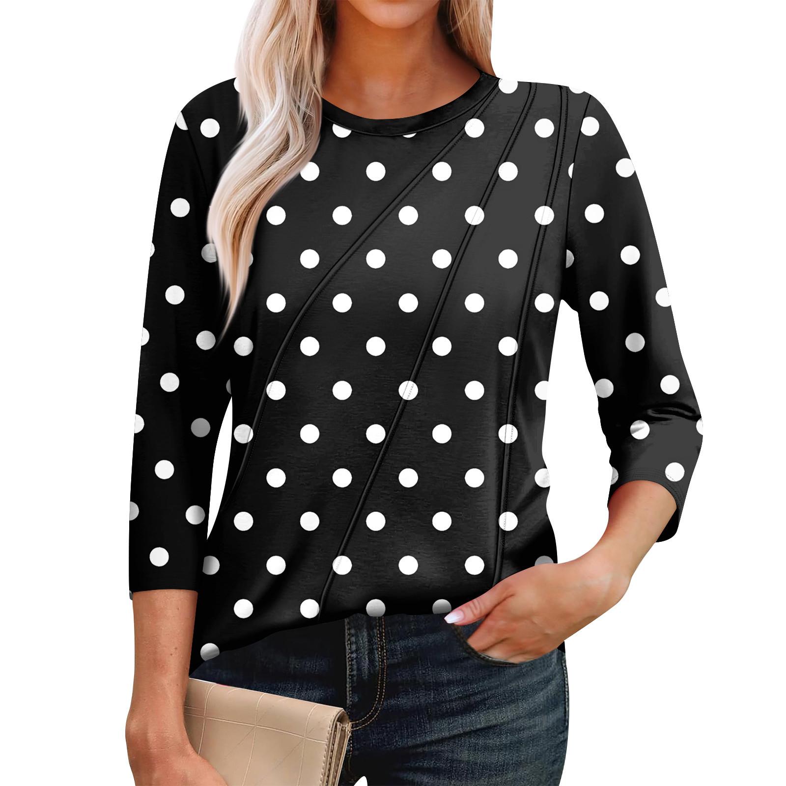 

Женская мода повседневные топы с рукавом 3/4 плиссированные модные топы футболки L чёрный