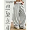 Dames Color Block Gestreepte Sneldrogende Gebogen Broek, Hoge Taille Losse Wijde Pijp Casual Sportbroek