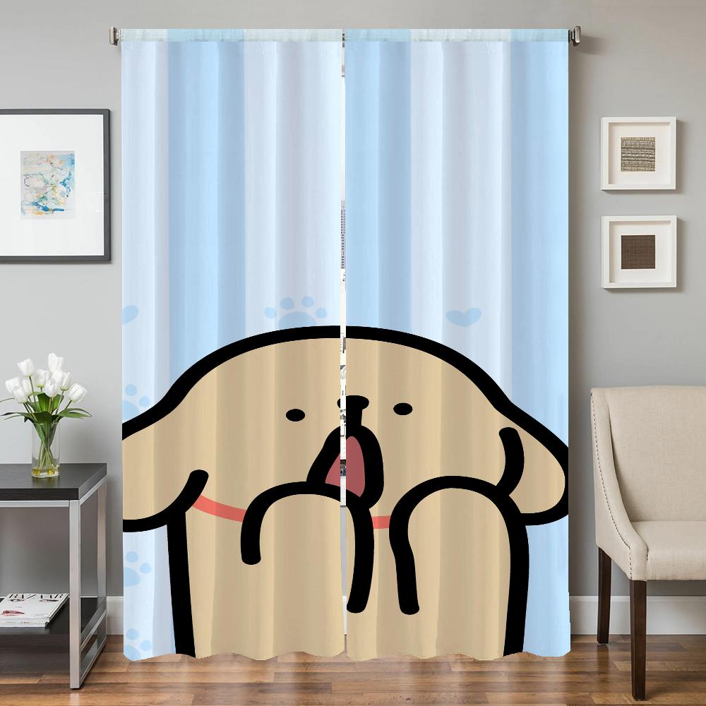 Home Interior Kitchen Curtains for Living Room 2 Pieces Blackout Curtains Door Curtain Maltese Dog Partition Bedroom Decoration