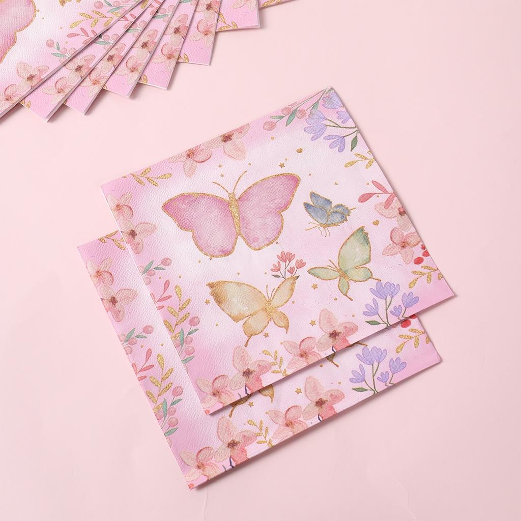 Butterfly Tableware Girls Birthday Party Paper Plates Napkins Cups Decorations Balloons Butterfly Fairy Themed Party Supplies