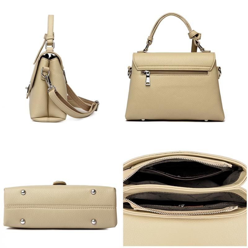 Women New Solid Color PU Leather Handbag Fashion Lock Design Large Capacity Shoulder Bag Lady Brand Crossbody Tote Messenger Bag