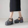 Krazing Pot Polyurethane Spring Summer Size 43 Size 42 Women Platform Women Square Toe Buckle Thick Bottom Pumps
