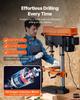 304.8 Mm Benchtop Drill Press, 750W, 340-2200 RPM Variable Speed Bench Drill Press, with 0-45° Tilting Worktable, LED Work Light, X-ray Positioning,