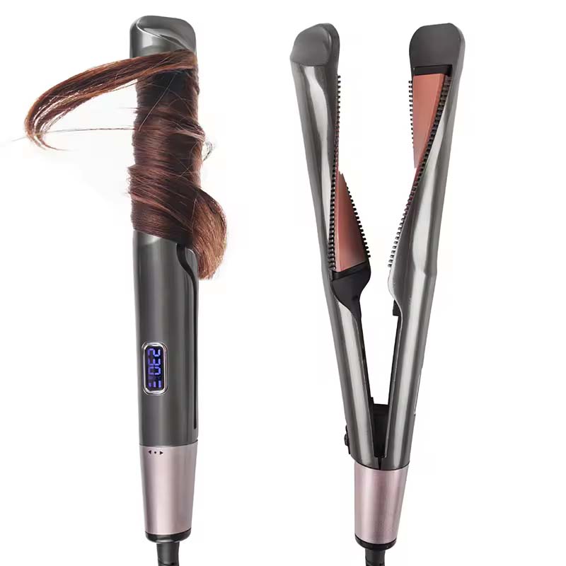 Portable 2 in 1 Hair Straightening and Curling Iron Lcd Ceramic Hair Curler and Straightener Magic Hair Curler