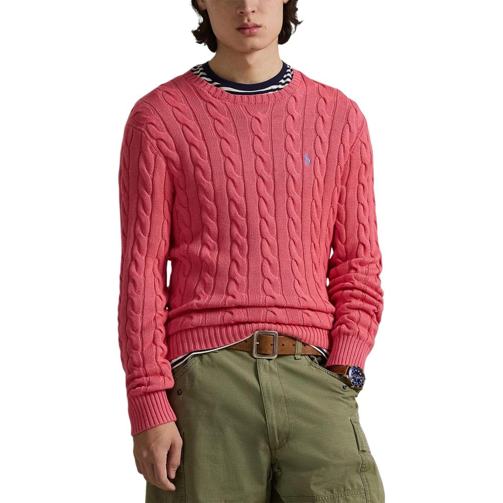 Polo Ralph Lauren Ss26 Logo Embroidered Long Sleeve Crew Neck Cable Knit Sweater Men sweater 710775885-538