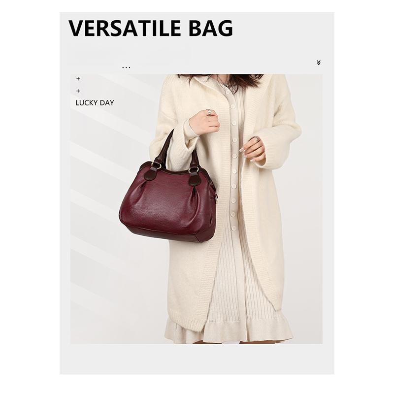 Retro Leather Female Multi-pockets Shoulder Crossbody Bags for Women Large Capacity Handbag Messenger Tote Bag