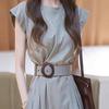Spring Casual Knit Dress With Long Sleeves And Round Neck For Women