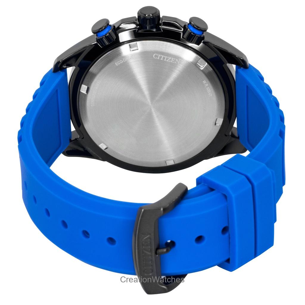 Citizen Brycen Chronograph Silicone Strap Black Dial Eco-Drive AT2586-05E 100M Men's Watch