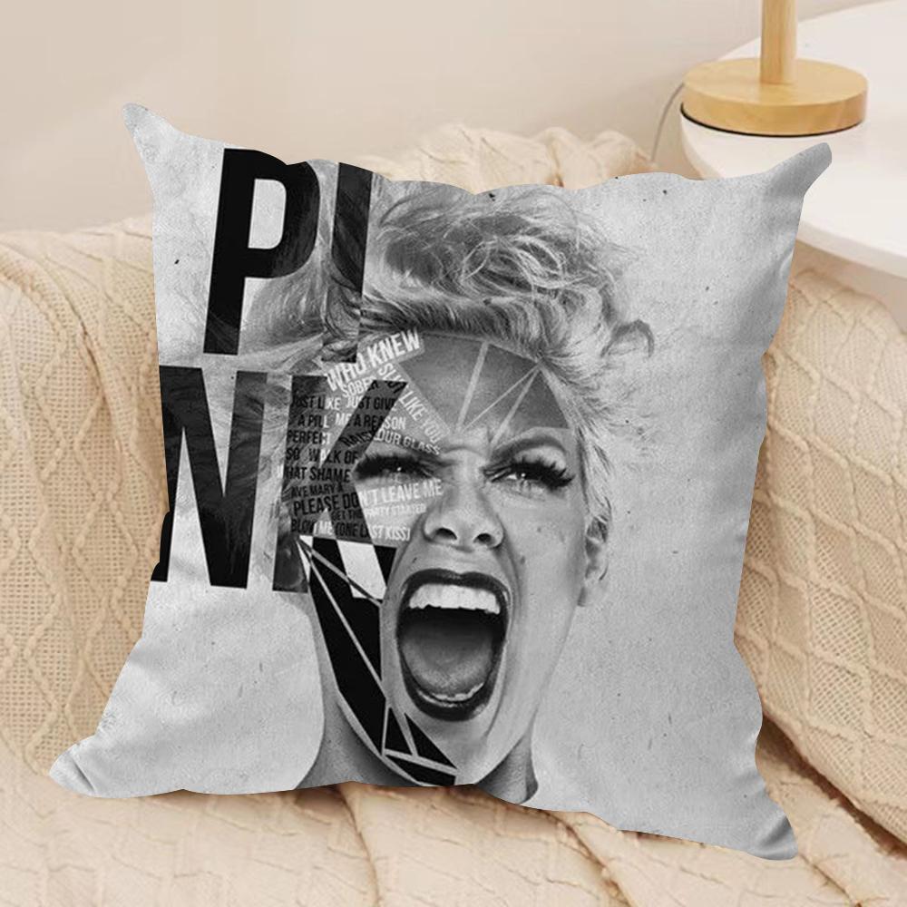 Pink Trustfall Pnk Singer Cushion Cover Silky Short Plush DoubleSided Printed Pillow Case for Sofa All Seasons Home Decor Gift