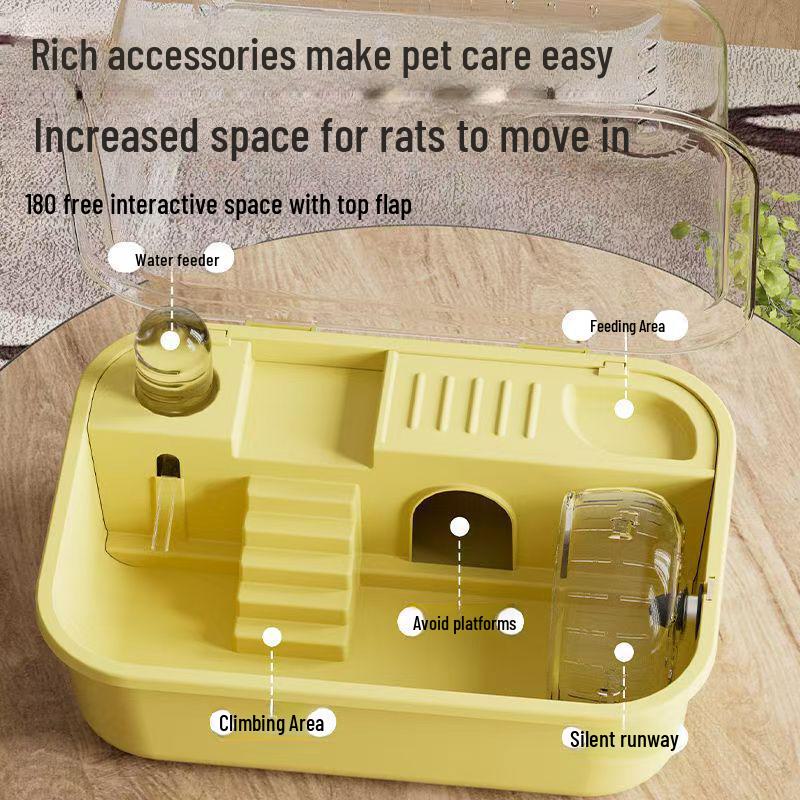 Akryl Takvindu Hamster Slott Bur med Fullt Sett Tilbehør