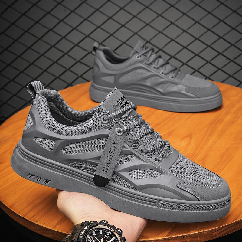 

Summer men s shoes breathable 2025 new Korean version trend versatile sports and leisure shoes men s mesh shoes flat baseplate shoes 44