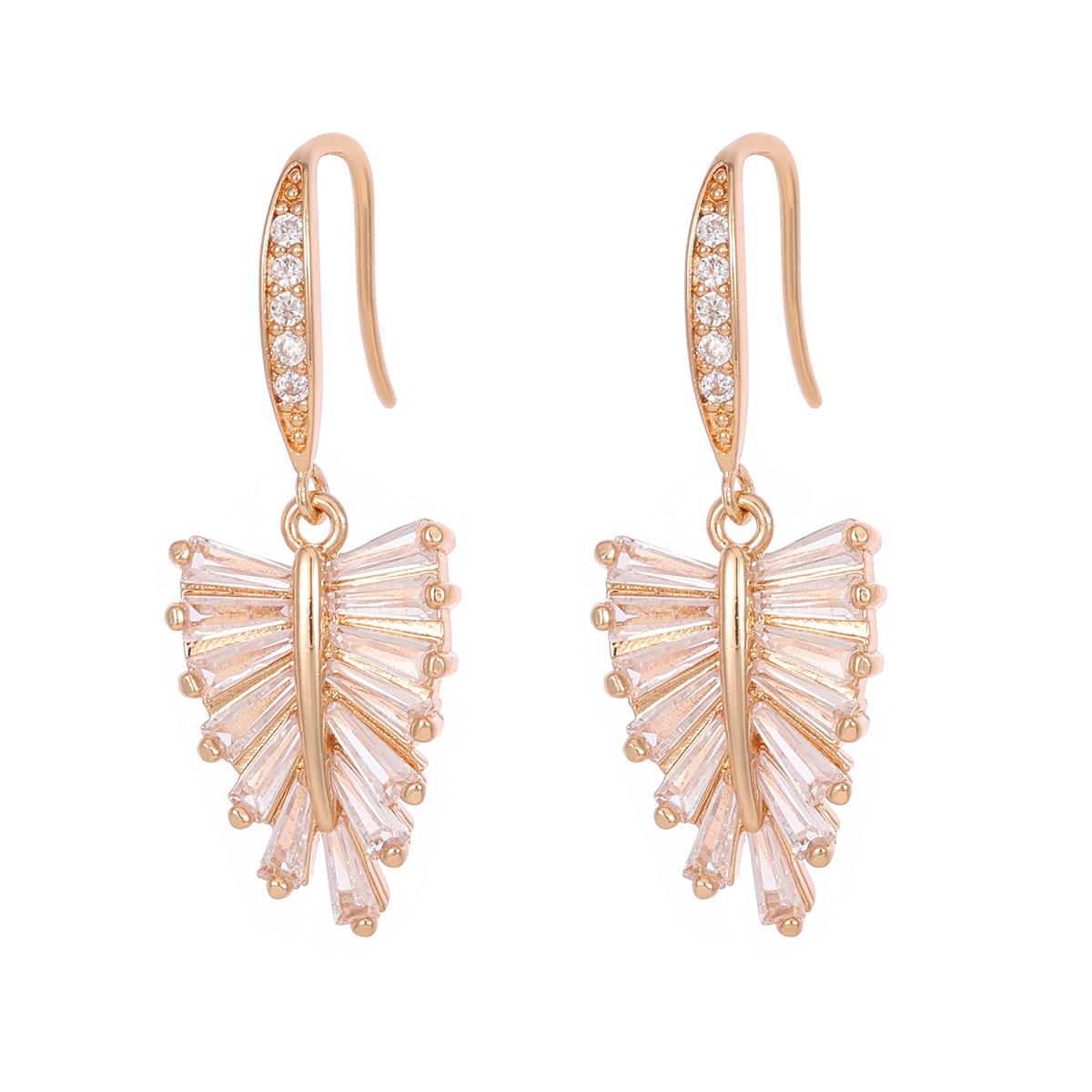 

SODROV медь циркон позолоченные серьги в виде листьев креативный праздничный подарок ювелирные изделия золотой