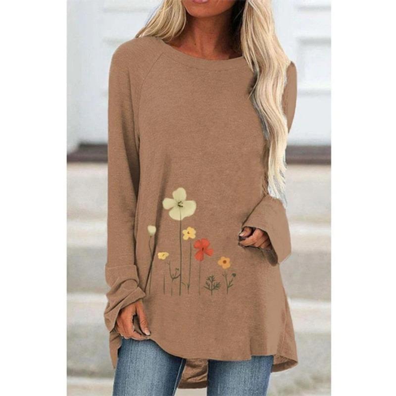 T-shirt da donna a maniche lunghe con stampa, adatta per le stagioni primaverile, autunnale e invernale. Alla moda e versatile, lavabile in lavatrice.