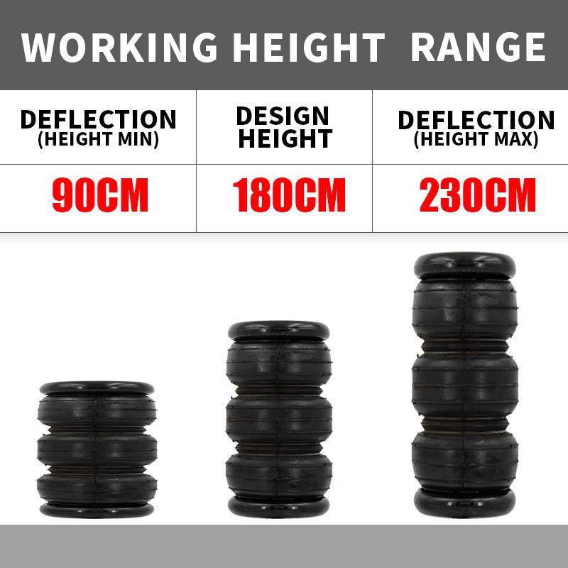 Universal 2pcs 3 Rows Rubber Air Ride Suspension Shock Absorber Air Bags Air spring 3E2200 with Quick Connector Suit for Truck